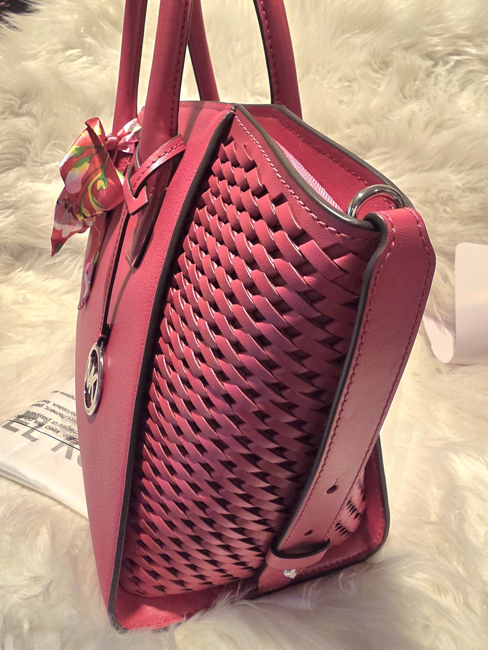Michael Michael Kors Avril Large Raspberry Satchel Bag & Matching Wallet NWT - Picture 7 of 17